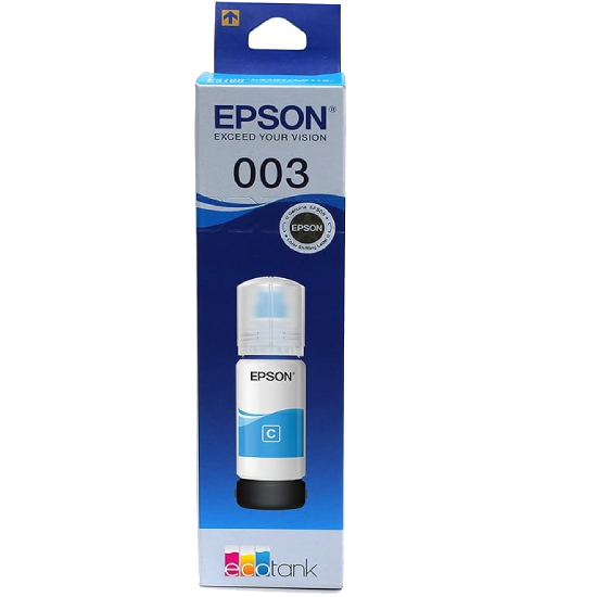 Epson 003 Ink Bottle (Cyan), Compatible with :L3110 /L3101/ L3150 / L4150 / L4160 / L6160 / L6170 / L6190 Printer Models